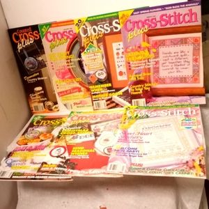 Retro 7 Cross-Stitch PLUS Magazines Lot,  Early 90's , Variety of Styles